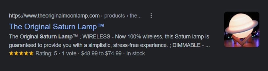 Risultato google originale della lampada Saturn