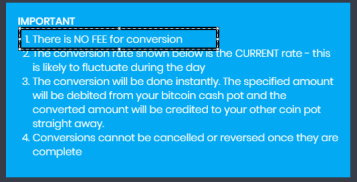 Opłata za konwersję monet Dash