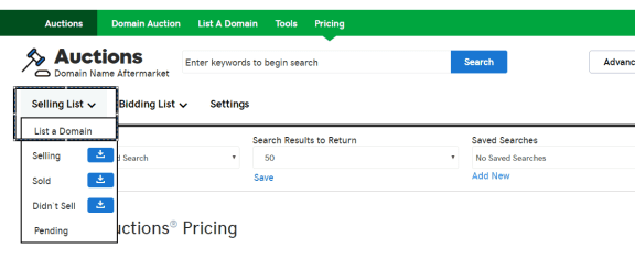 Listar um domínio no GoDaddy