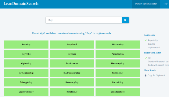 Pesquisa enxuta de nomes de domínio