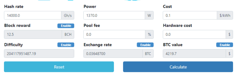 Bitcoin-Cash-Mining-Rechner