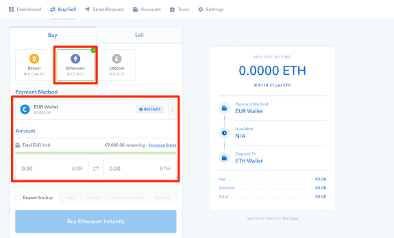 Beli Ethereum di CoinBase