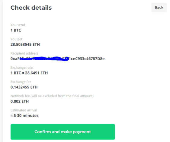 Details In Changelly zu überprüfen