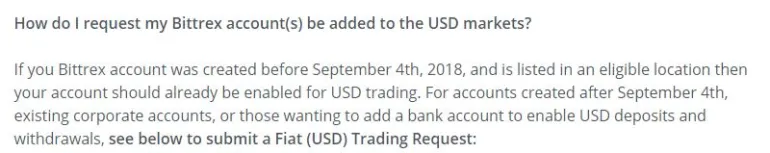 Bittrex USD ticaret talebi