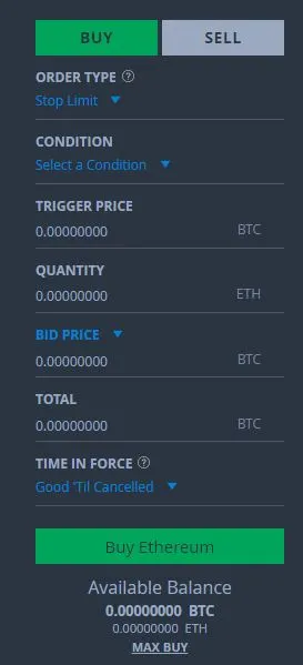 Limitli Satın Alma Siparişini Durdur Bittrex
