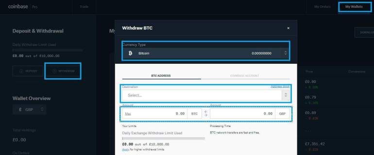 Retirada de Bitcoin do GDEX