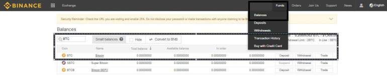 Saldo de Bitcoin com Binance