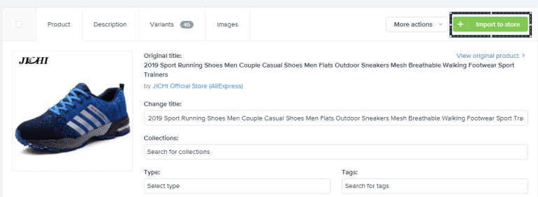 Импортировать в магазин Shopify