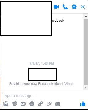 نافذة الدردشة على Facebook لإرسال رسالة خاصة