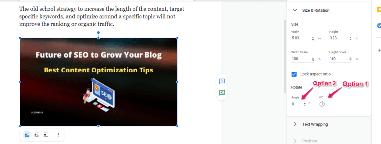 如何使用 Sze 和旋转选项旋转图像