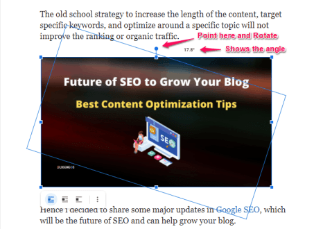 如何使用旋转选项旋转 Google Docs 中的图像