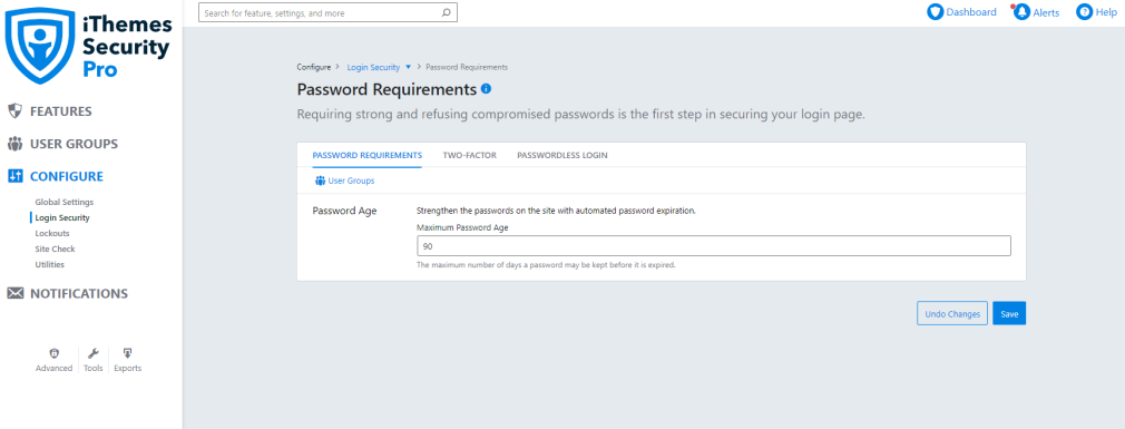 iThemes Security Pro: wiek hasła