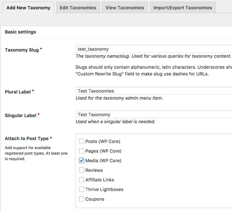 自定義帖子類型 UI 截圖
