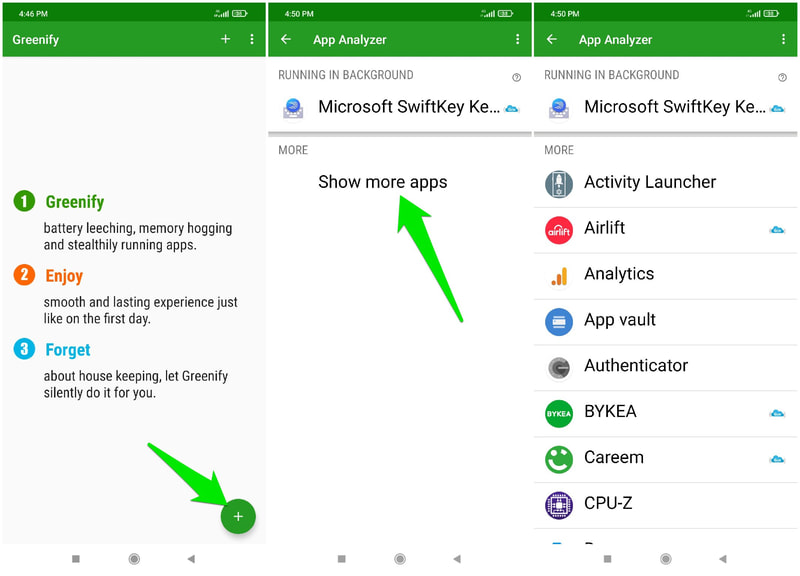 Selectați aplicațiile de fundal