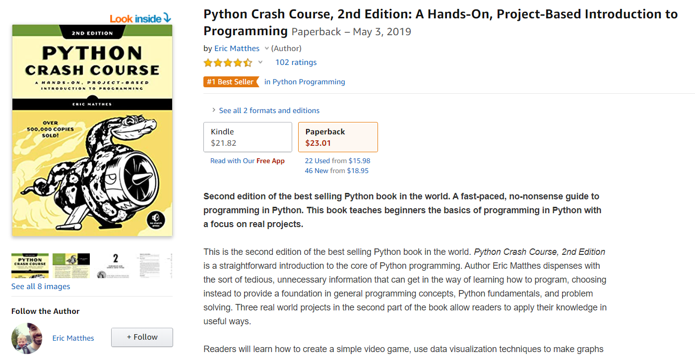หนังสือ Python Crash Course