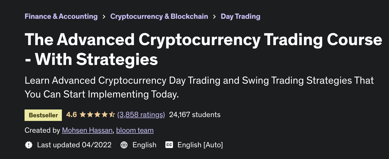 Udemy — продвинутый курс по торговле криптовалютой