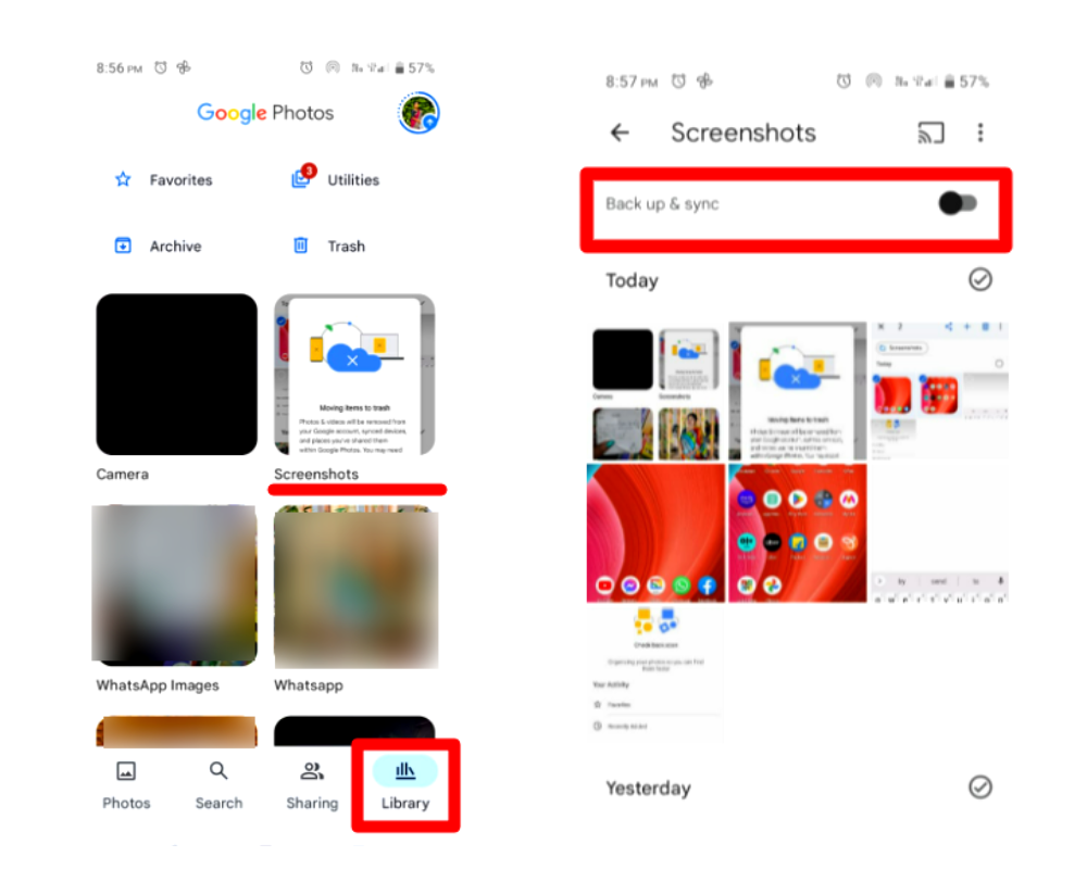 ภาพหน้าจอใน google photos
