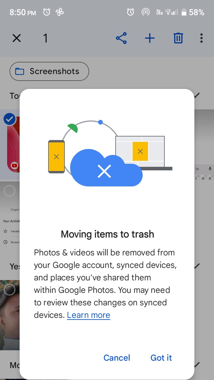 ภาพหน้าจอใน google photos