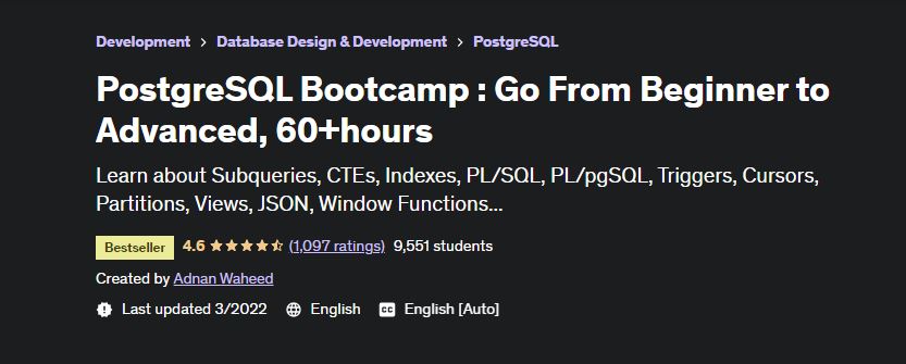 PostgreSQL ブートキャンプ Ud​​emy