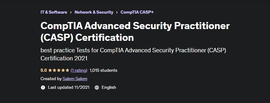 CompTIA Advanced Security Practitioner Udemy