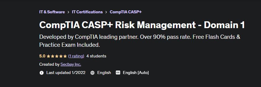 CompTIA CASP+ Zarządzanie ryzykiem Udemy