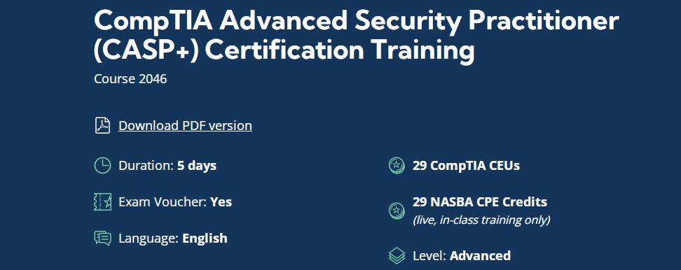 Albero di apprendimento della formazione per la certificazione CASP+