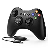 Manette sans fil compatible avec Xbox 360, manette de jeu Astarry 2,4 GHz compatible avec Xbox et PC Slim 360 Windows 7, 8, 10 (noir)