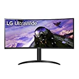LG 34WP65C-B 34-calowy zakrzywiony wyświetlacz UltraWide QHD (3440 x 1440) VA 21:9 z 99% gamą kolorów sRGB oraz HDR 10 i 3-stronnym praktycznie bezramkowym wyświetlaczem z podstawą z regulacją nachylenia/wysokości — czarny