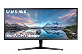 34-calowy monitor do gier SAMSUNG SJ55W Ultrawide (LS34J550WQNXZA) — odświeżanie 75 Hz, monitor komputerowy WQHD, rozdzielczość 3440 x 1440p, czas reakcji 4 ms, funkcja FreeSync, podzielony ekran, HDMI, czarny