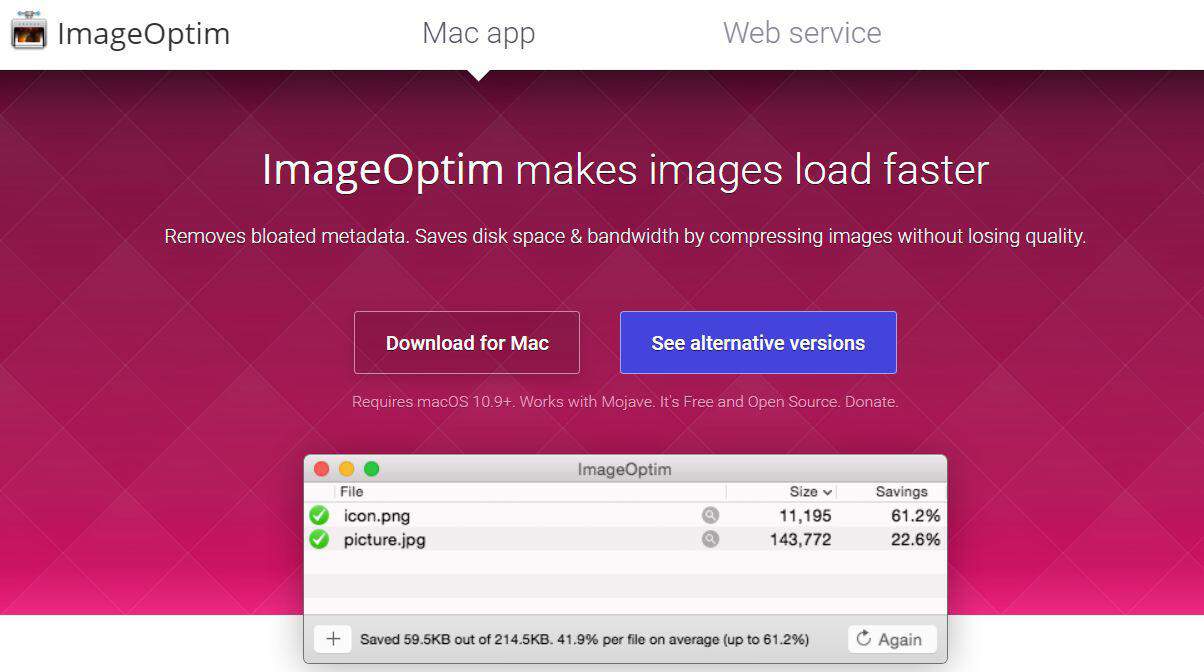 Ferramenta de compressão de imagem ImageOptim