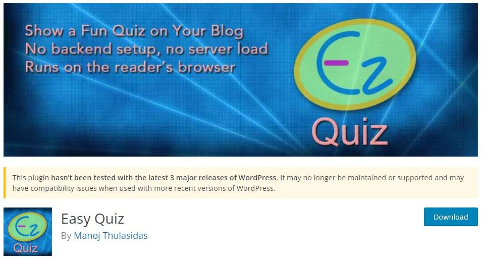 Easy Quiz adlı WordPress Quiz yaratıcısı