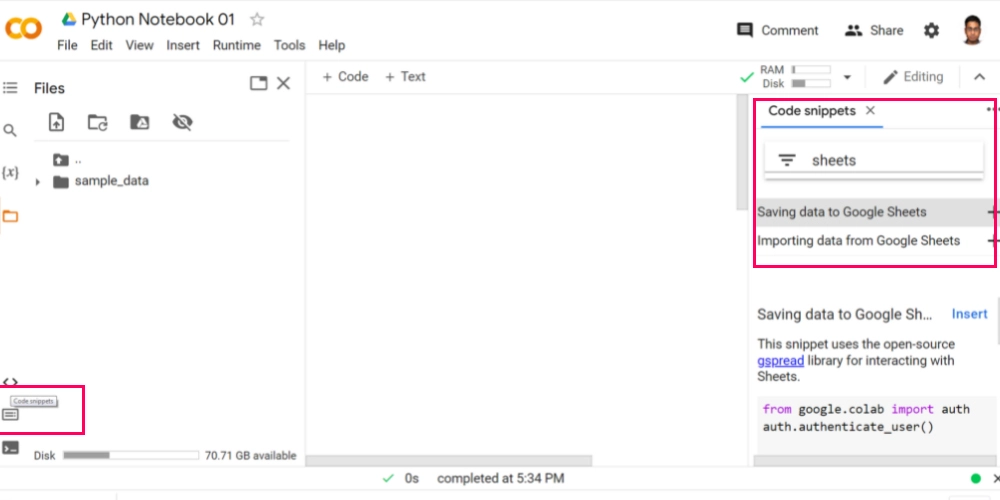 Accéder à Google Sheets