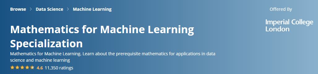 Mathematik für Machine Learning Specialization Coursera