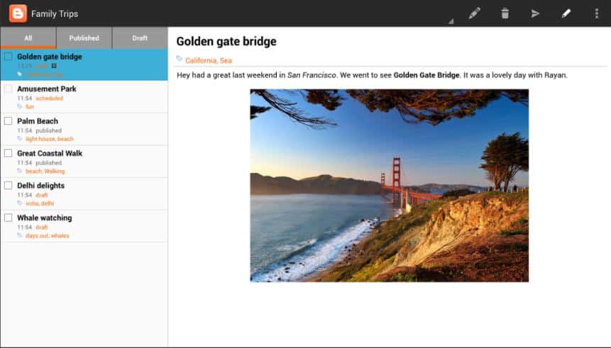 Interfejs Bloggera od Google