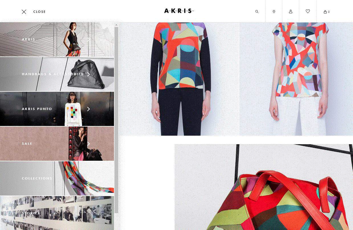 Akris 縦スライド サイドバー ナビゲーション