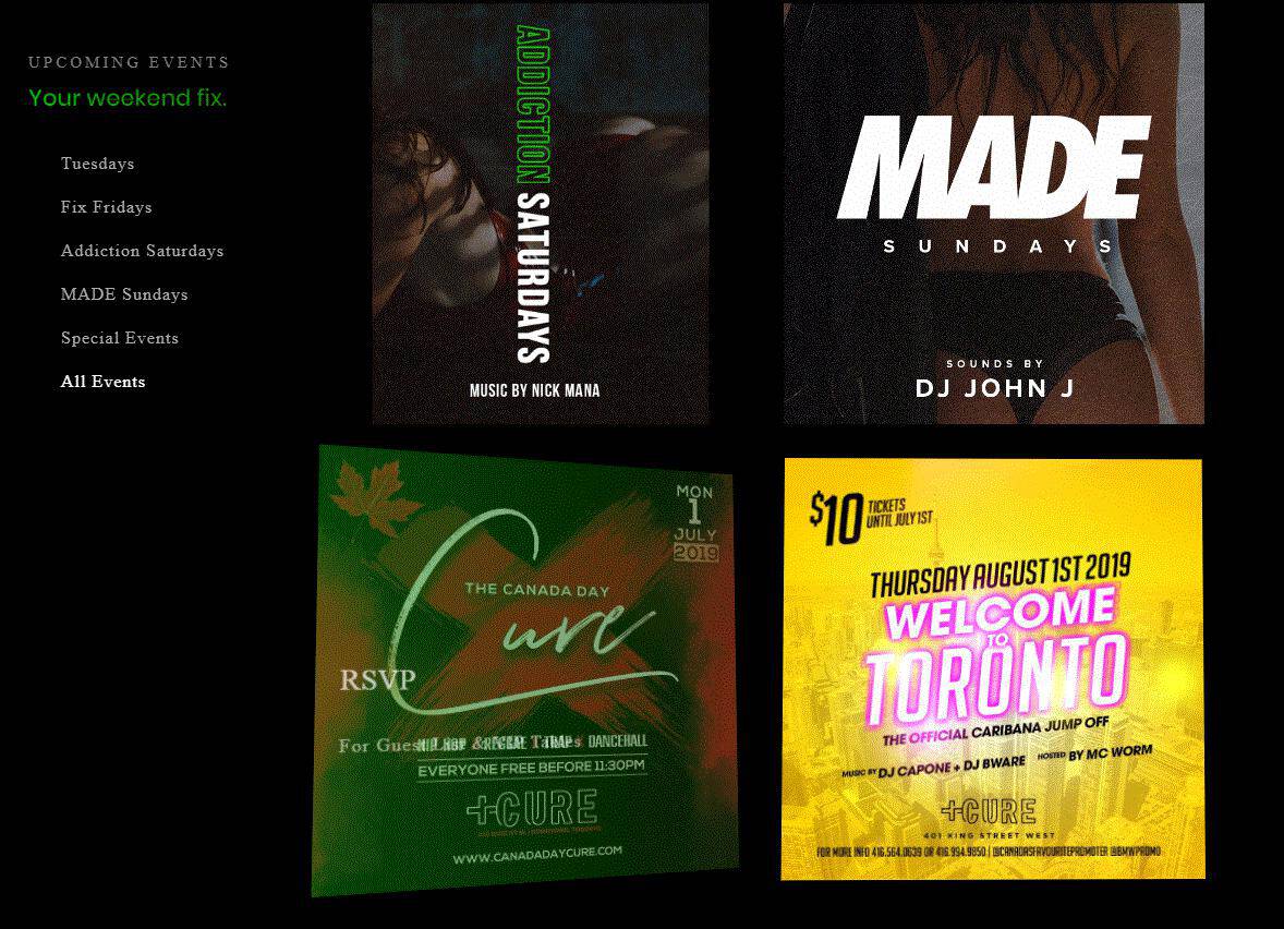 インタラクティブなナビゲーションを備えたサイトのサンプル