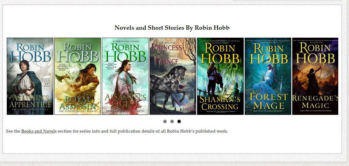 著者のロビン・ホッブが採用した単一ページのドット ナビゲーション