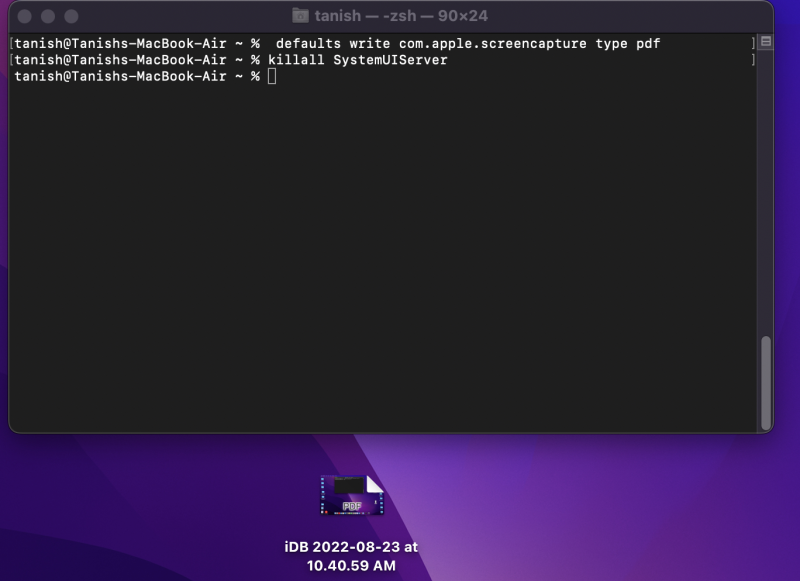modifica del tipo di file dello screenshot successivo
