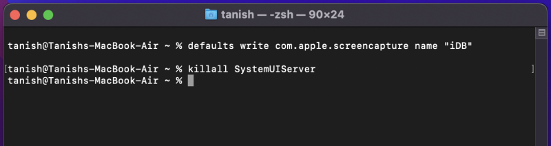 cambiando il nome dello screenshot