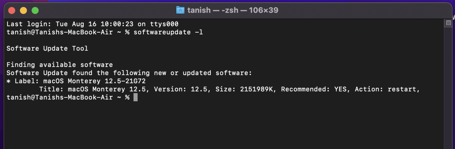 controlla e aggiorna mac