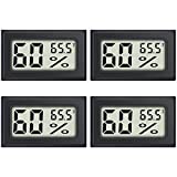 DWEPTU Lot de 4 mini thermomètres numériques hygromètres intérieurs moniteur d'humidité température jauge d'humidité avec Fahrenheit (℉) pour humidificateurs, serre, jardin, cave, placard, réfrigérateur, etc.