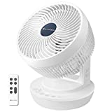 MYCARBON Ventilateur de circulation d'air silencieux avec moteur à courant continu, ventilateur oscillant automatique avec télécommande 8 vitesses, 3 modes, minuterie 8H, ventilateur de table de refroidissement pour chambre, bureau, pièce entière