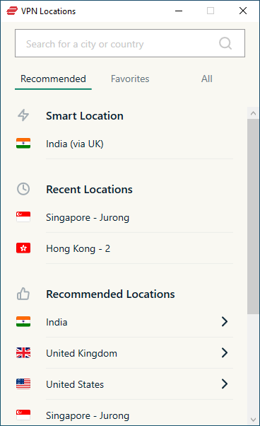 emplacements des serveurs expressvpn