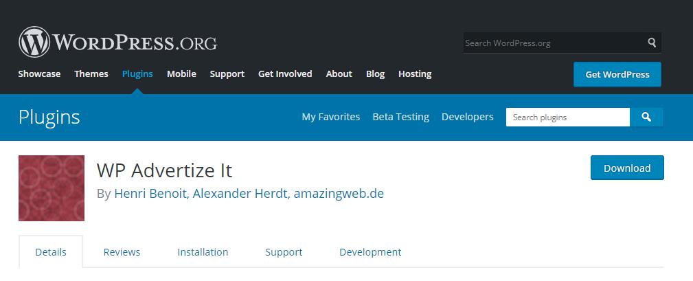Complemento gratuito WP Advertise It para WordPress