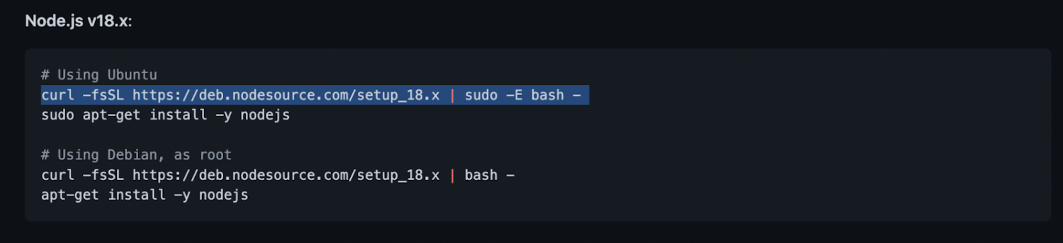copier la première ligne de code et coller dans le terminal de commande