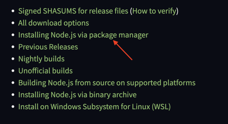 cliquez sur installer nodejs via le gestionnaire de packages