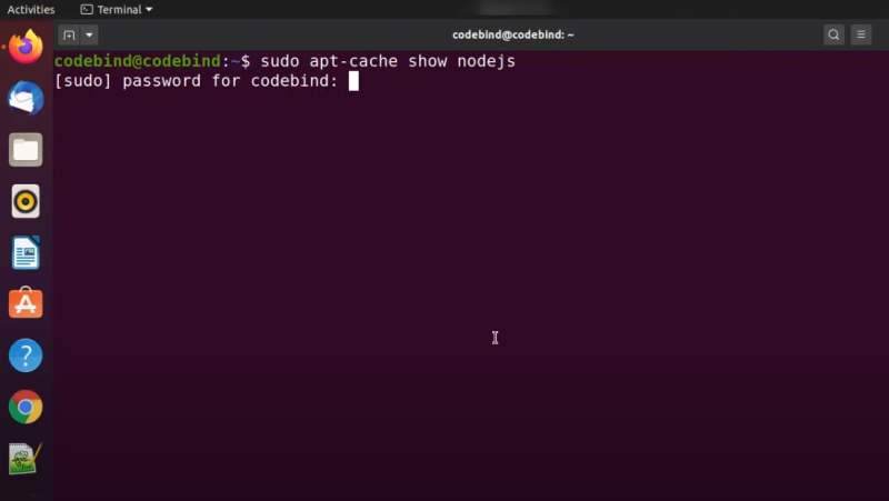 tapez sudo apt installer nodejs