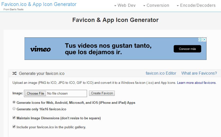 Favicon-Generator.org générateur de favicon
