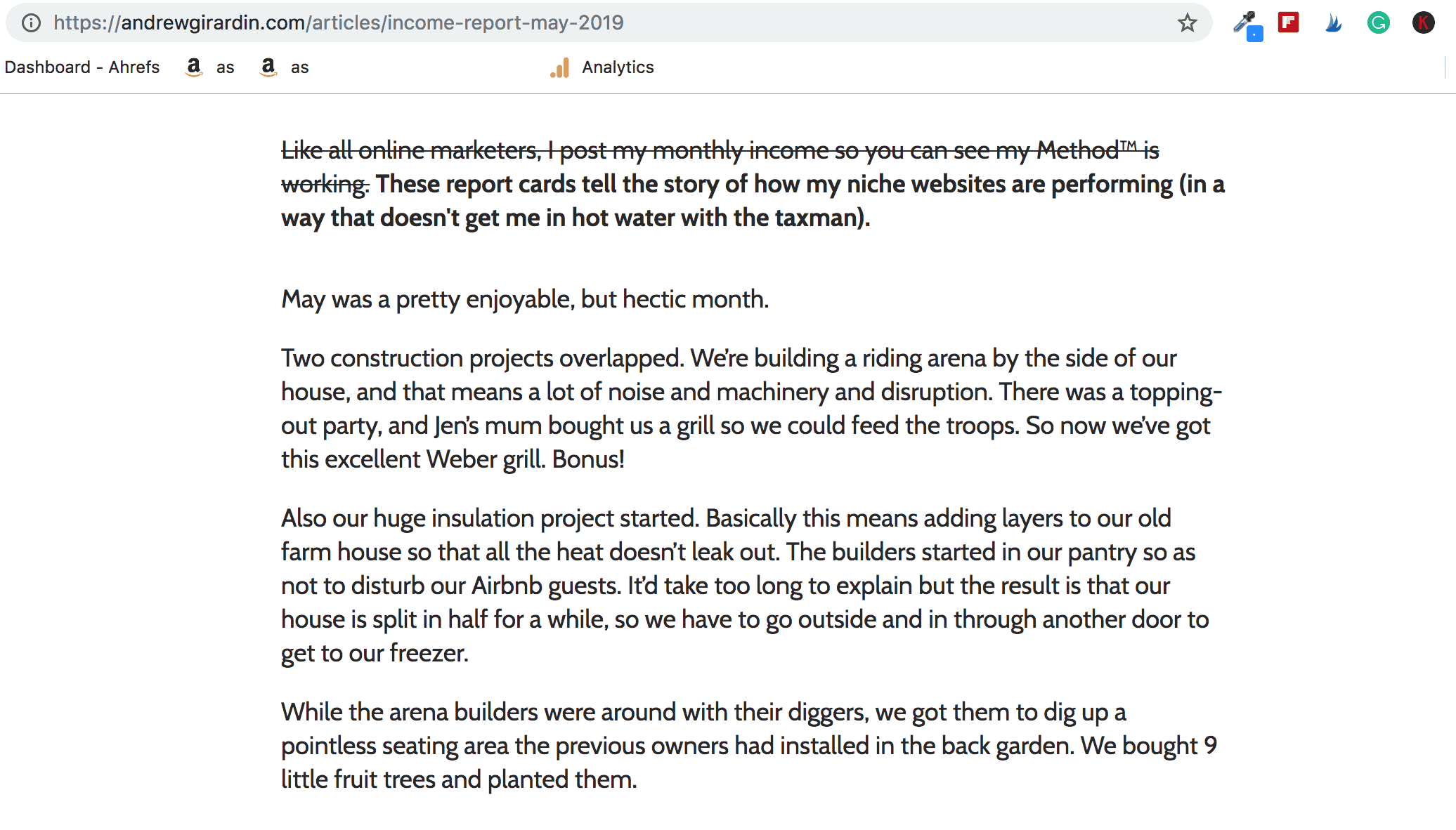 アンドリュー・ジラルディン氏は、税務署との議論を避けるため、収益の数字を公開していないと述べています。