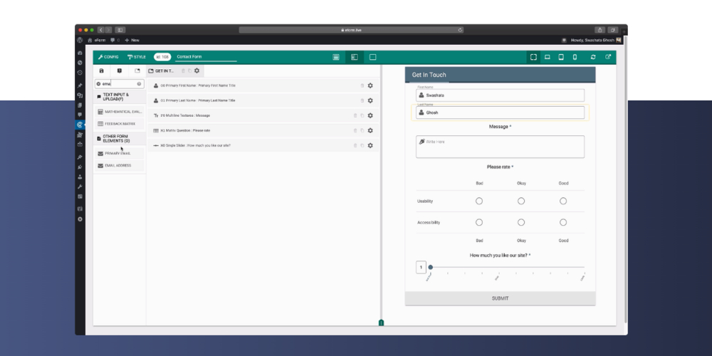 Пример электронной формы для WordPress